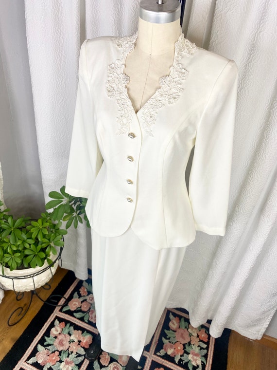 Vintage Off White Cache Skirt Suit, Vintage Weddi… - image 2