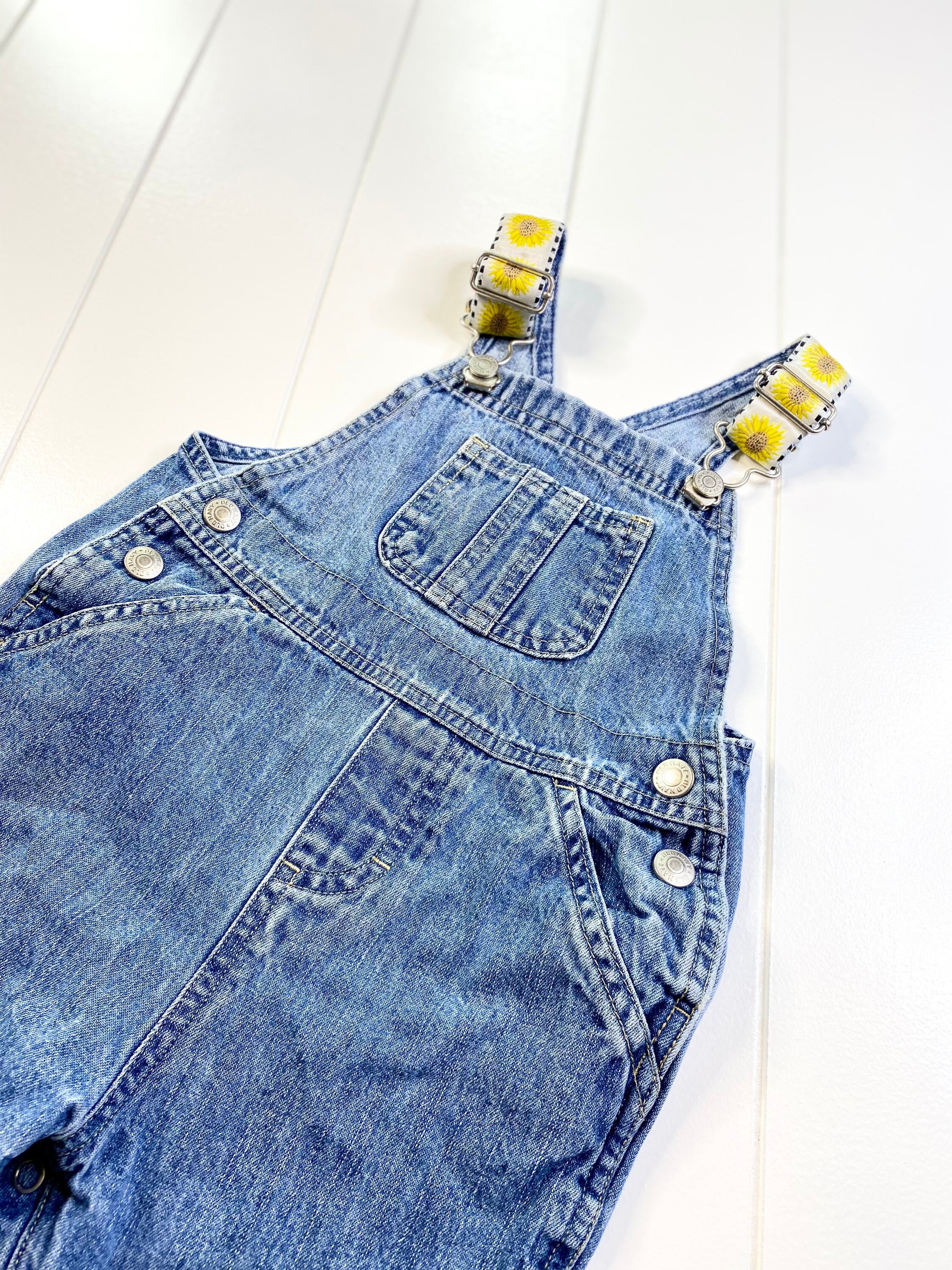 Vintage Y2K Old Navy Sunflower Denim Overalls, 24 Months - Etsy display picture 1