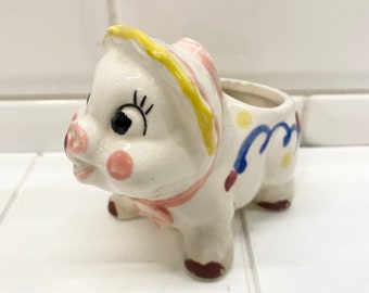 Vintage Anthropomorphic Kitschy Piggy Planter, Made in Japan, Vintage Pig Planter, Vintage Kitschy Planter, Succulent Planter, Tiny Planter