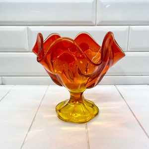 Vintage L.E. Smith Amberina Glass Ruffle Top Candy Dish, Vintage L.E. Smith Amberina, Vintage Amberina, Vintage Compote, 7&quot; Tall