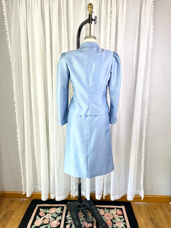 Vintage Periwinkle Blue Dupioni Silk Two Piece Sk… - image 8