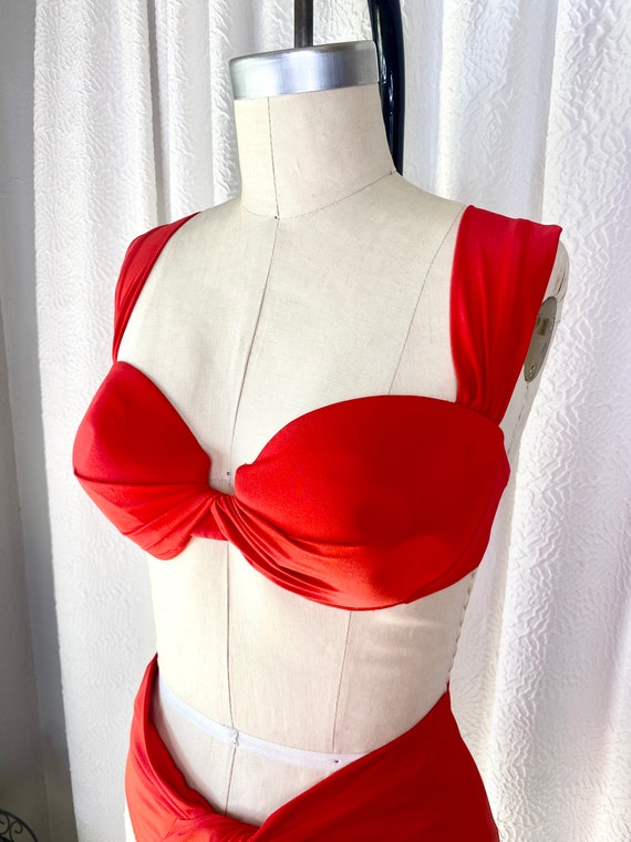 Vintage Red Miraclesuit Two Piece Swimsuit, Vinta… - image 4