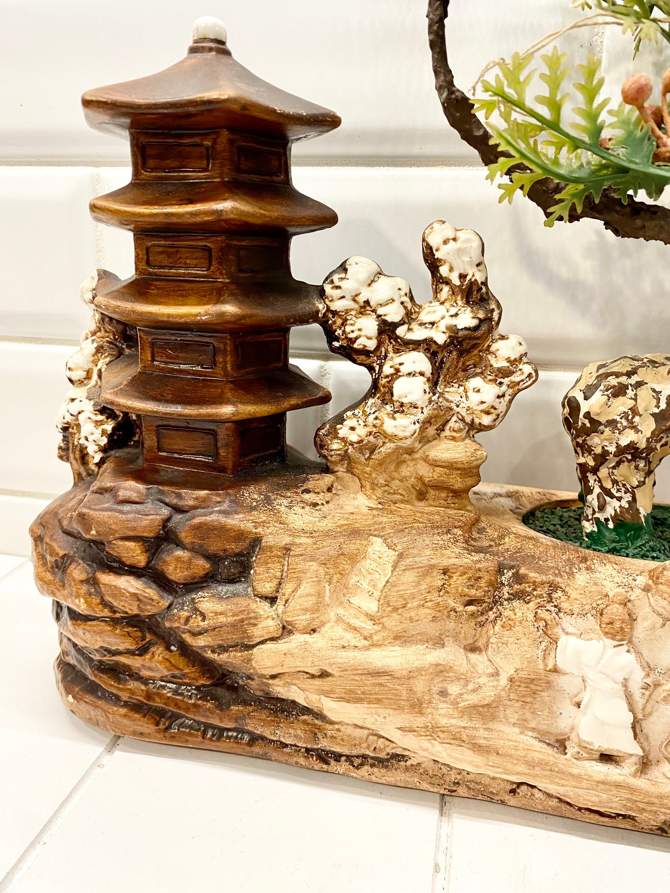 Vintage Van Nuys Pottery Bonsai Tree Ceramic Gravel Art Etsy