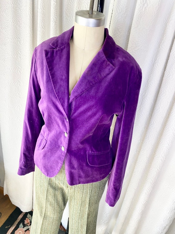 Vintage Bright Purple Velvet Blazer with Rhinestone B… - Gem
