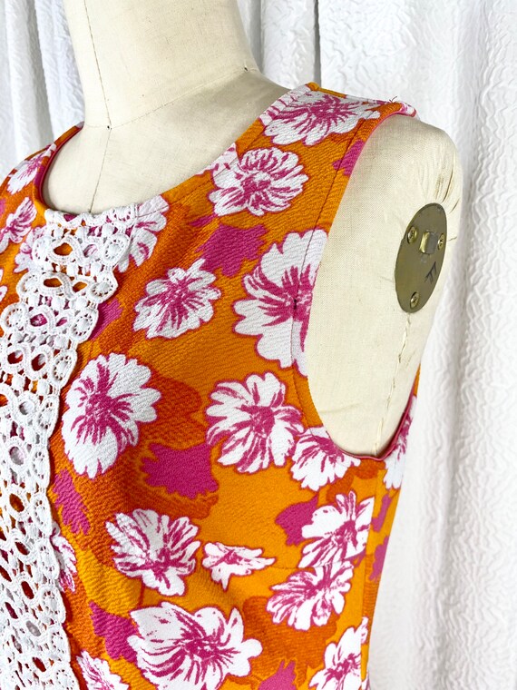 Vintage Y2K Orange Floral Mini Dress, Vintage Haw… - image 6