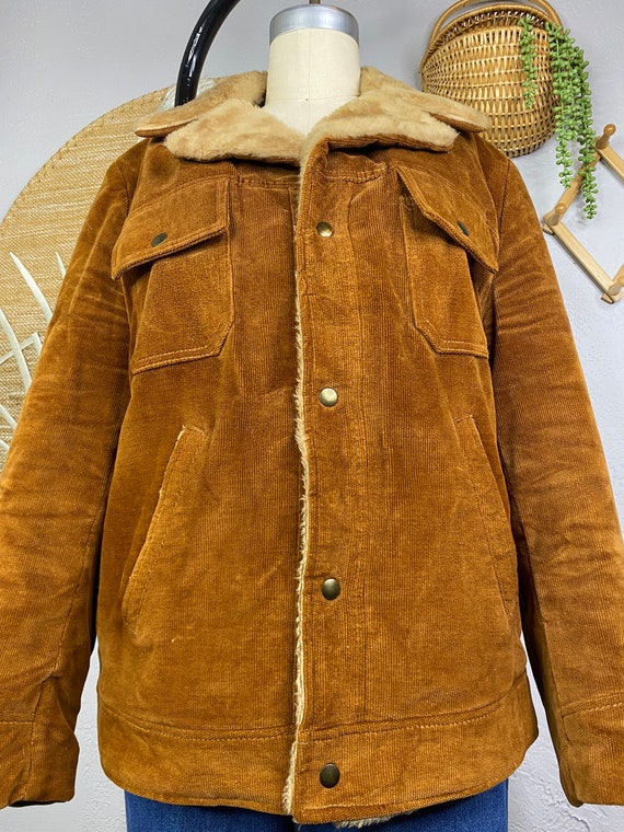 Vintage Penny Lane Style Corduroy Coat with Fur T… - image 3
