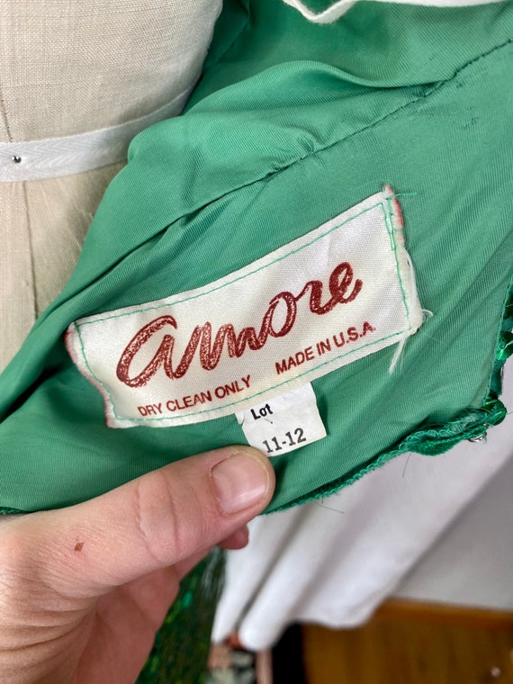 Vintage Amore Iridescent Emerald Green Sequin Min… - image 10