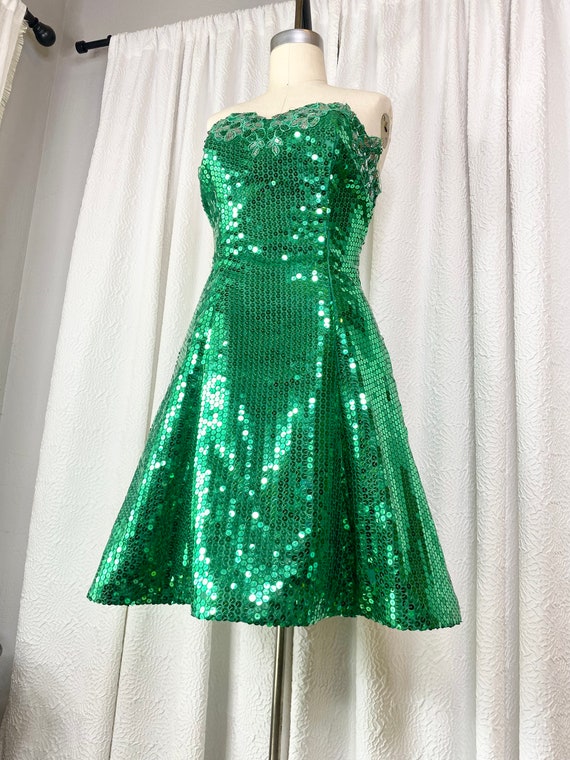 Vintage Amore Iridescent Emerald Green Sequin Min… - image 3