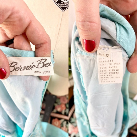 Vintage Turquoise Crochet Knit Top Prom Dress, Vi… - image 11