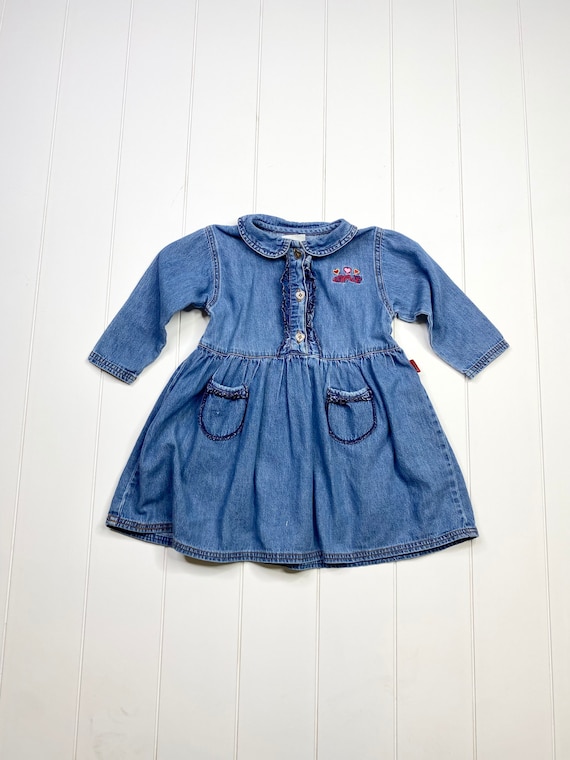 esprit denim dress Vintage Esprit Denim Dress, Ruffle Detail, Size 3T