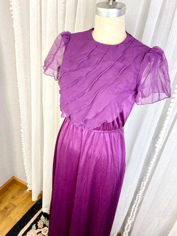 Vintage 1970s Purple Flowy Maxi Dress, Vintage Bo… - image 4