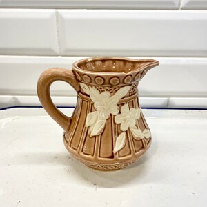 Mid Century Modern Dogwood Floral Ceramic Pitcher, Vintage Planter, Made in Japan