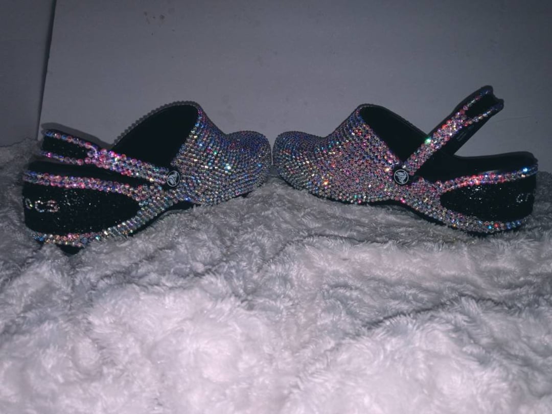 Blingy Crocs.rhinestone Covered Work Crocs No Holes in These Crocs Etsy UK