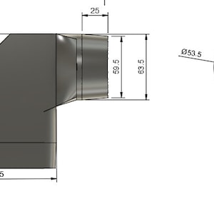 May include: A gray plastic 90-degree elbow pipe fitting with dimensions of 11.5 inches by 13 inches by 6.3 inches. The fitting has a 5.3-inch diameter opening.
