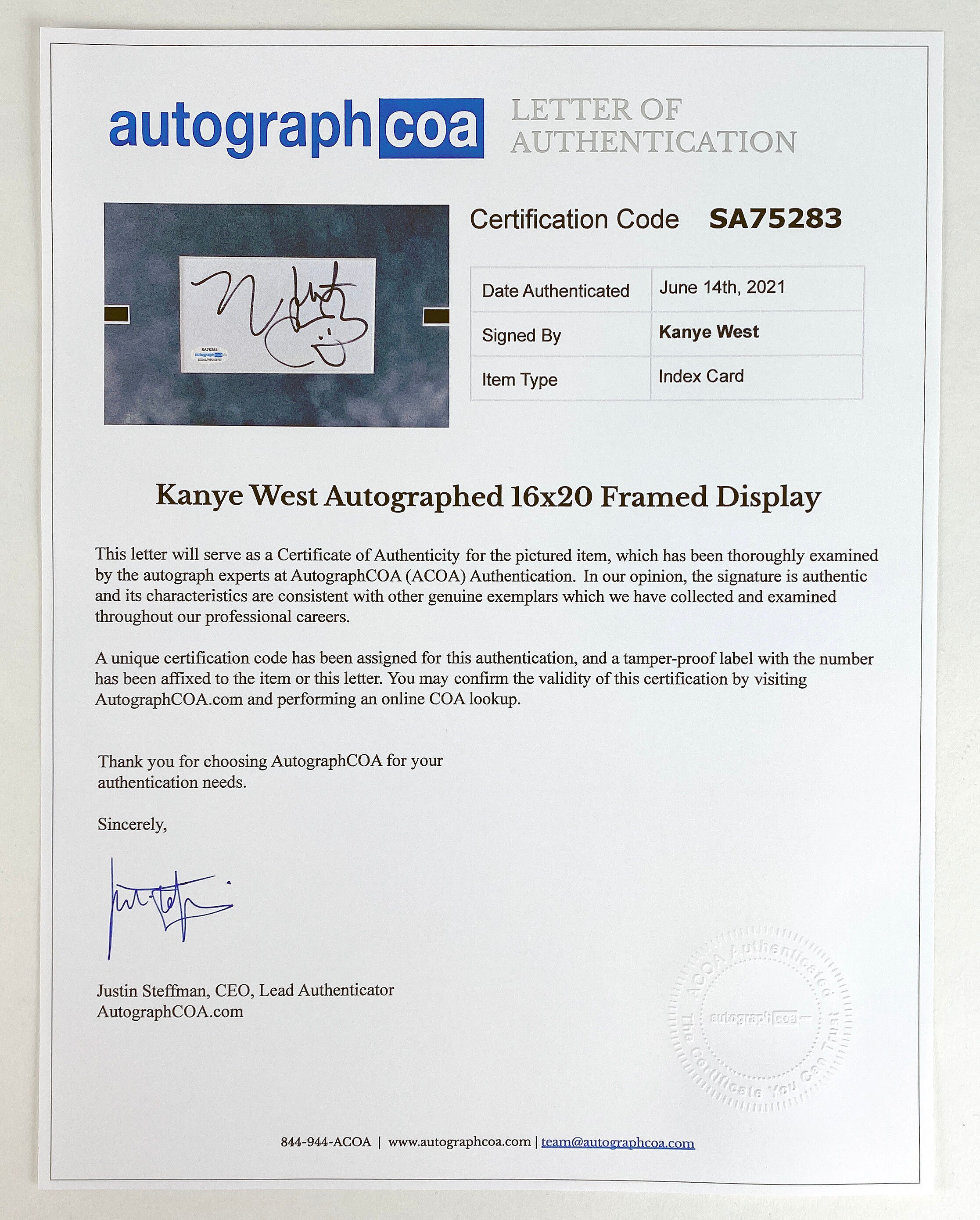 Kanye West College Dropout Sketch Autographed Signed 16x20