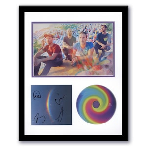 Coldplay Chris Martin Guy Berryman Jonny Buckland Will Champion Moon Music Autographed Signed 11x14 Framed CD Photo Display ACOA
