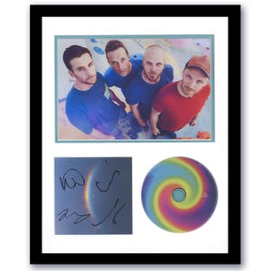 Coldplay Chris Martin Guy Berryman Jonny Buckland Will Champion Moon Music Autographed Signed 11x14 Framed CD Photo Display ACOA