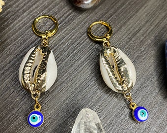 Cowrie Shell Evil Eye Earrings