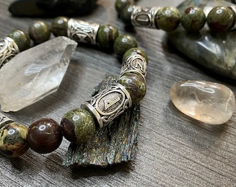 Dragons Blood Jasper with Silver Viking Runes