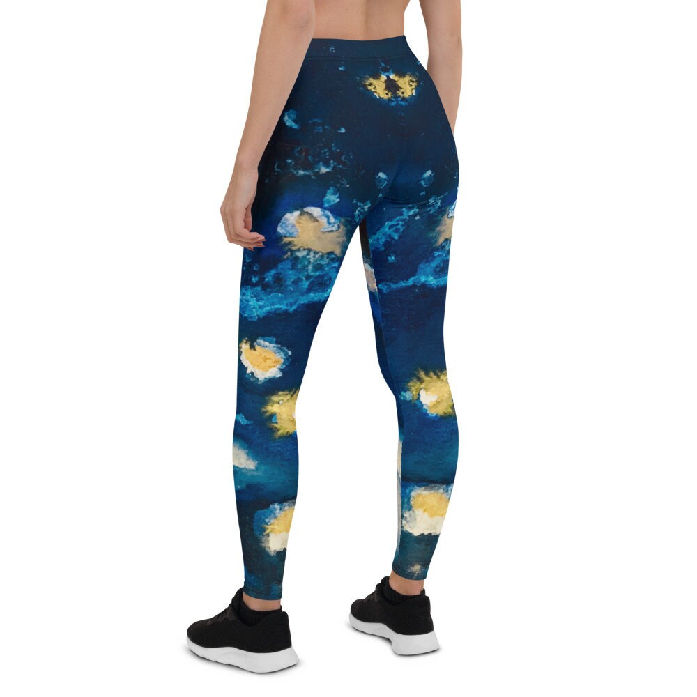 Blue Watercolor Leggings for Women, High Waisted Workout Pants, Painted  Ocean Yoga Leggings, Unique Womens Activewear, Workout Clothes 2023 