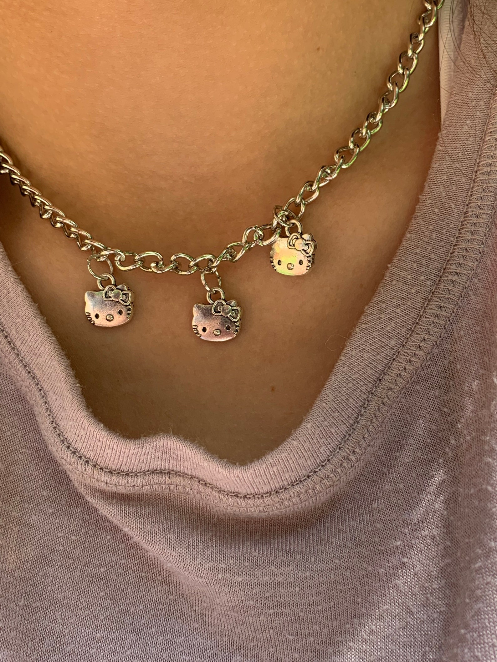 Hello kitty collar de cadena Etsy