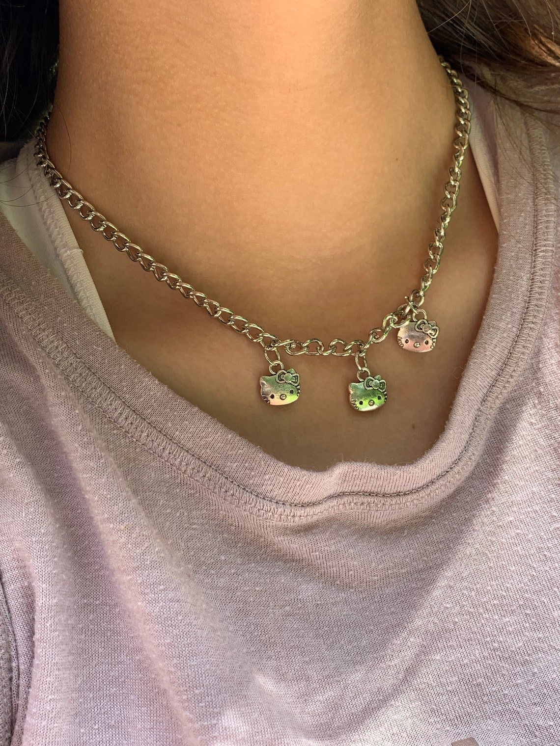 Hello kitty collar de cadena Etsy