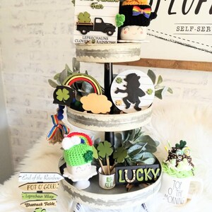 Saint Patrick&#39;s day tier tray. St patty day tiered tray. Saint Patrick&#39;s day  mini signs. St Patrick&#39;s day signs..