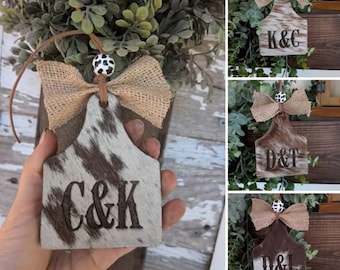 cowhide car charm, authentic cowhide,cowhide ornament,Car charm, personalized car charm. gift. cowhide. western gifts
