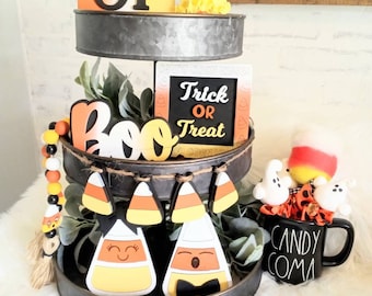 Candy Corn Tier Tray . Halloween Tier Tray. Tier  Tray Signs. Mini Tier Tray Signs. Halloween Signs. Candy Corn Signs.