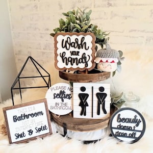 Bathroom Tier Trays signs. Mini signs for bathroom. Bathroom signs. Bathroom decor.. 3D mini signs. Tier Trays Signs.