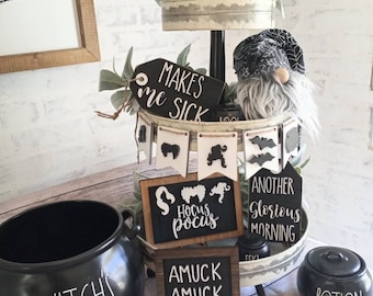 tier tray set halloween decor. Halloween tier tray.fall tier tray. Halloween tier tray signs. Mini tier tray signs.