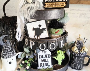 Halloween Tier Tray . Halloween Signs..Halloween. Tier Tray Decor.. 3D Mini Signs..Spooky Halloween Signs.