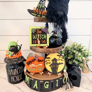 Halloween Tier Tray . Halloween Signs..Halloween. Tier Tray Decor.. 3D Mini Signs..Spooky Halloween Signs.