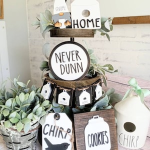 rae dunn tier tray decor rae dunn farmhouse gnome tier tray decor birdhouse decor coffee display coffee bar