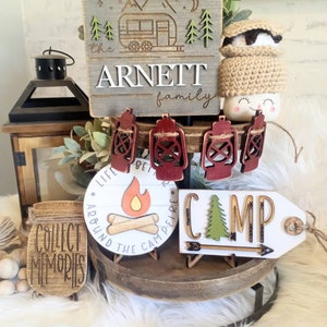 camping tier tray..camping decor..smores ..personalized family..camping signs..mini camping signs.. I love camping..camper..camper decor..