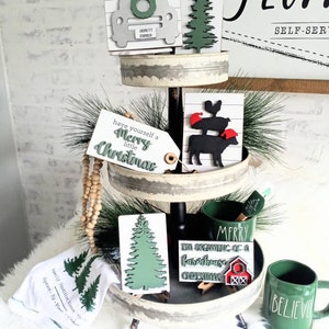 rustic christmas tier tray. christmas tier tray. white christmas tier tray tier tray mini signs. personalized christmas tier tray.