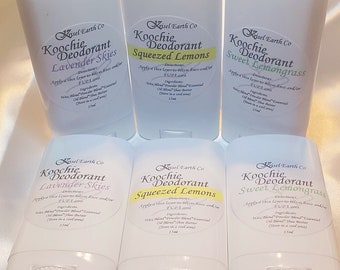 Koochie Deodorant can be used over the entire body. 100%soy wax beeswax arrowroot powder essential oils