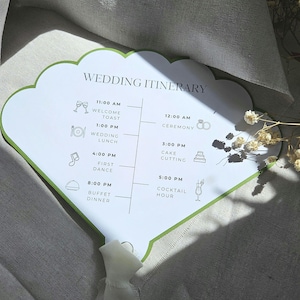Wedding Fan Programme | Custom Order of the Day | Personalised Ceremony Timeline | Elegant Hand Fan with Premium Colour Backing