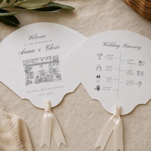 Editable Wedding Fan Easy Cut Template | Double Sided Wedding Program Fan | Printable Wedding Itinerary Fan | Ceremony Welcome
