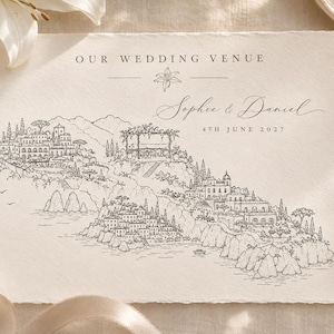 Bespoke Digital Drawn Wedding Venue Detailed Map | Save The Date Map | Invitation Itinerary