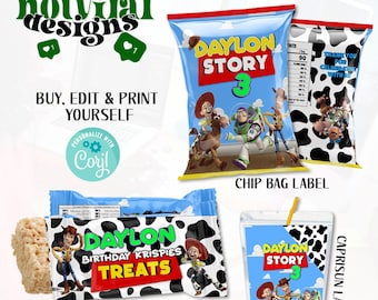Toy Story Chip Bag Template, Birthday Party Favors (Digital Download)