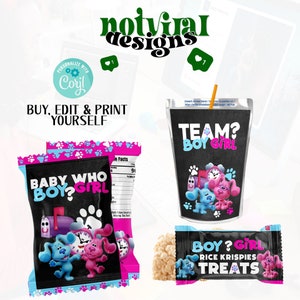 Blue clues gender reveal Party Favors