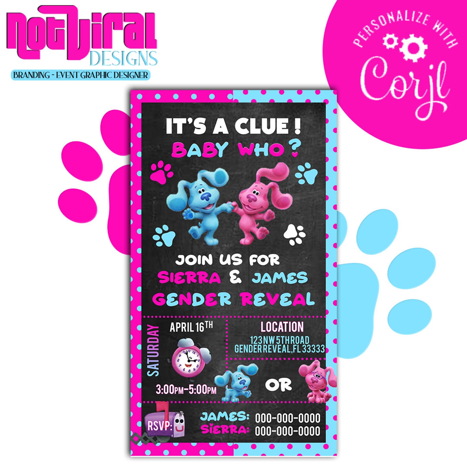 Blues Clues Gender Reveal Invitation Template Blues Clues Gender Reveal Invitation Template
