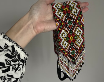 Long Necklace Gerdan Beaded necklace Ukrainian necklace Beadwork necklace Statement necklace Bohemian necklace Geometric beaded necklace