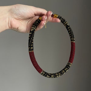 Jewelry gift for her, beaded crochet necklace, red necklace, gift necklace, evening necklace, Ukrainian necklace