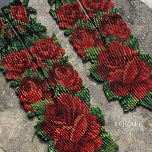 Ukrainian Gerdan with  flowers roses, traditional Ukraine, Handmade Jewelry,Beaded Necklace, Ukrainian Jewelry, long necklace Folk Ukrainian