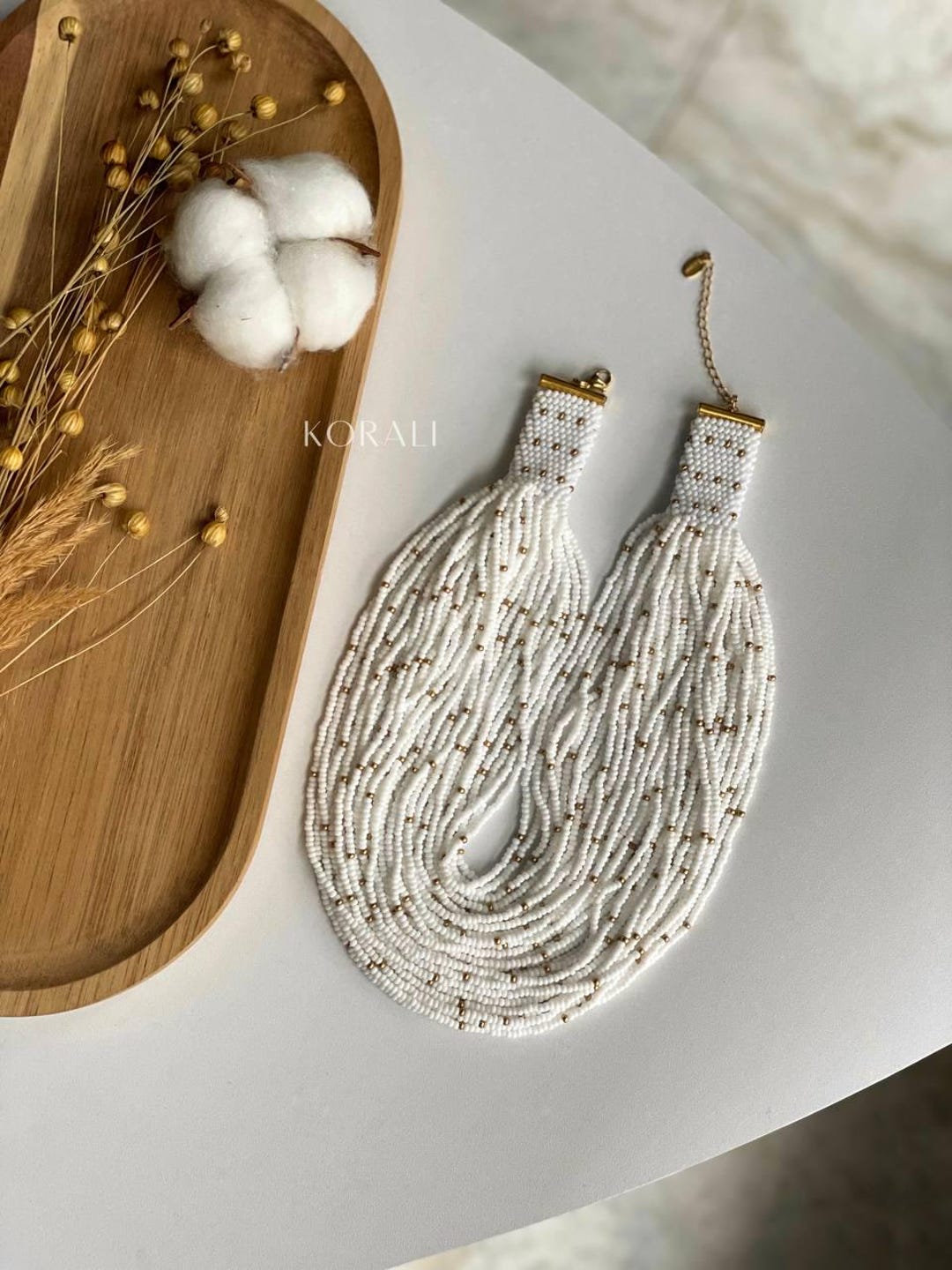 Avalaya Collana con perline in legno nero lucido, 20 mm