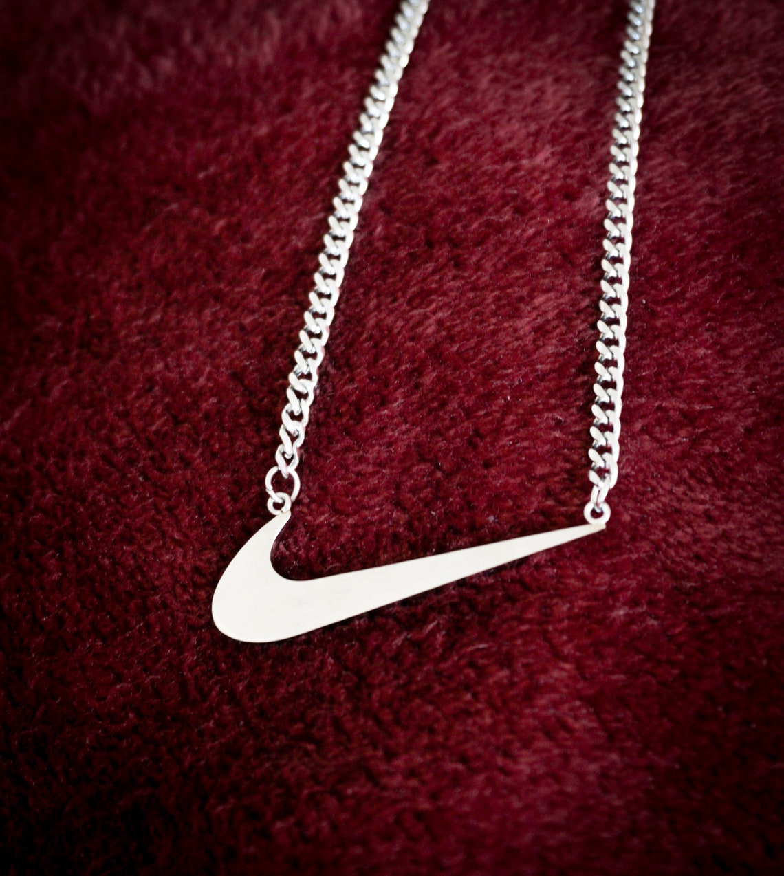 NIKE SWOOSH CHAIN Nike Logo Necklace silver 30 cm length Etsy