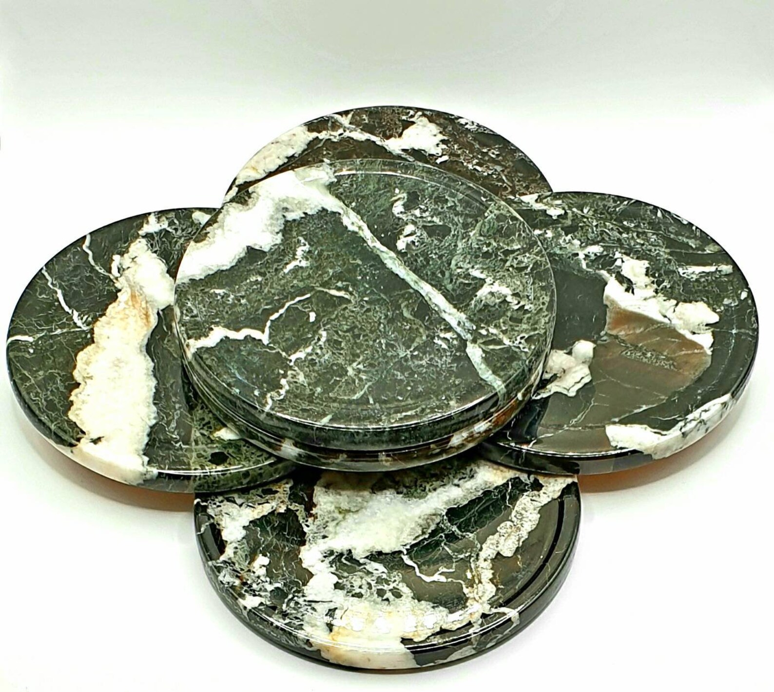 Black onyx / marble 6pcs Coaster set for hot/cold cups/glass Etsy