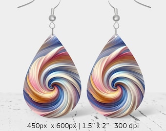 Abstract giant swirl pattern Sublimation Earring Design, Teardrop Earring Blank design, Instant Digital Download, Commercial Use